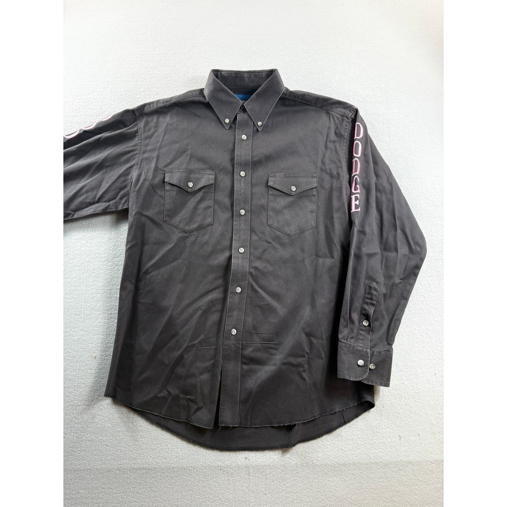 Wrangler Western Shirt Mens 16.5x35 Black Dodge Embroidered Long Sleeve MP4282X
